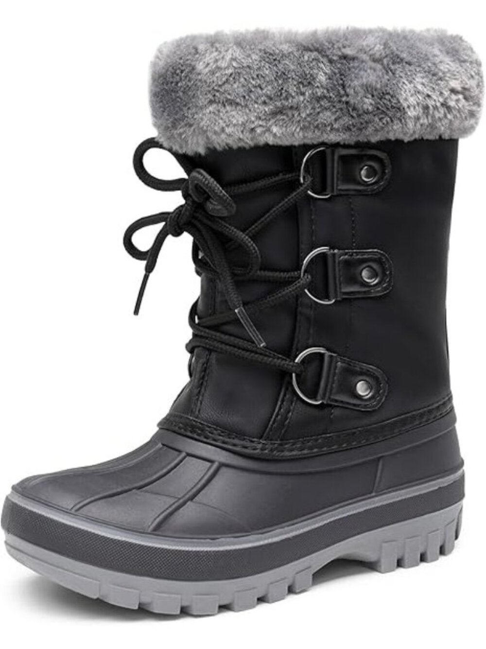Dream Pairs Kids Toddler Size 10 Boots Winter Snow Faux Leather Fur Zip Lace-Up